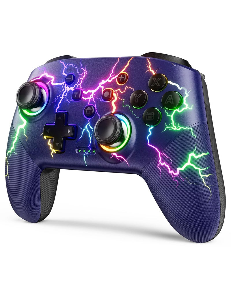 VOYEE Switch Controllers Compatible with Switch/Lite/OLED/PC Windows, 1000mAh Programmable RGB Lightning LED, Wireless Pro Controller with One Key Pairing/Wake Up/Turbo/Vibration - Image 1